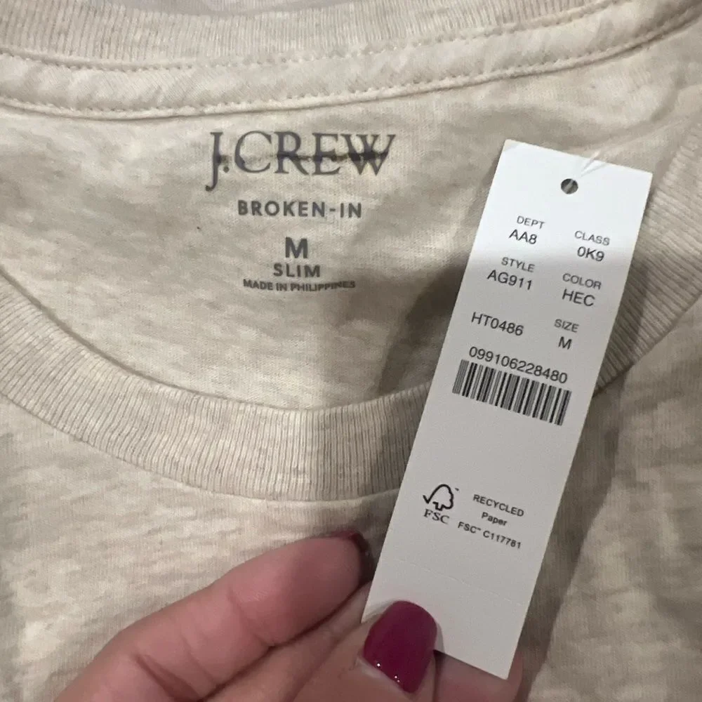 NWT j crew mens‎ broken in t shirt in size medium
